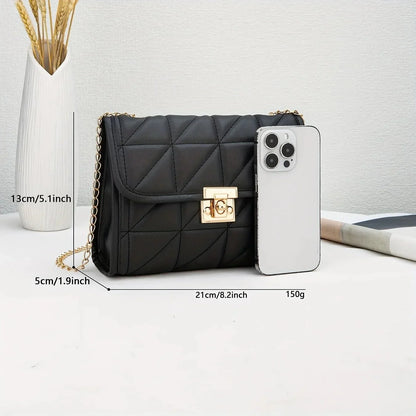 Bolsa Feminina Transversal  em Matelassê com Fecho Dourado Modelo Lumière Noir