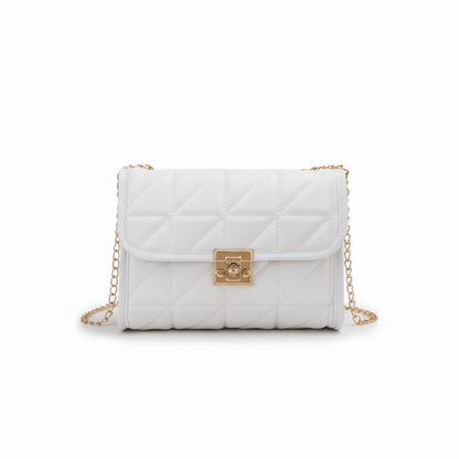 Bolsa Feminina Transversal  em Matelassê com Fecho Dourado Modelo Lumière Noir