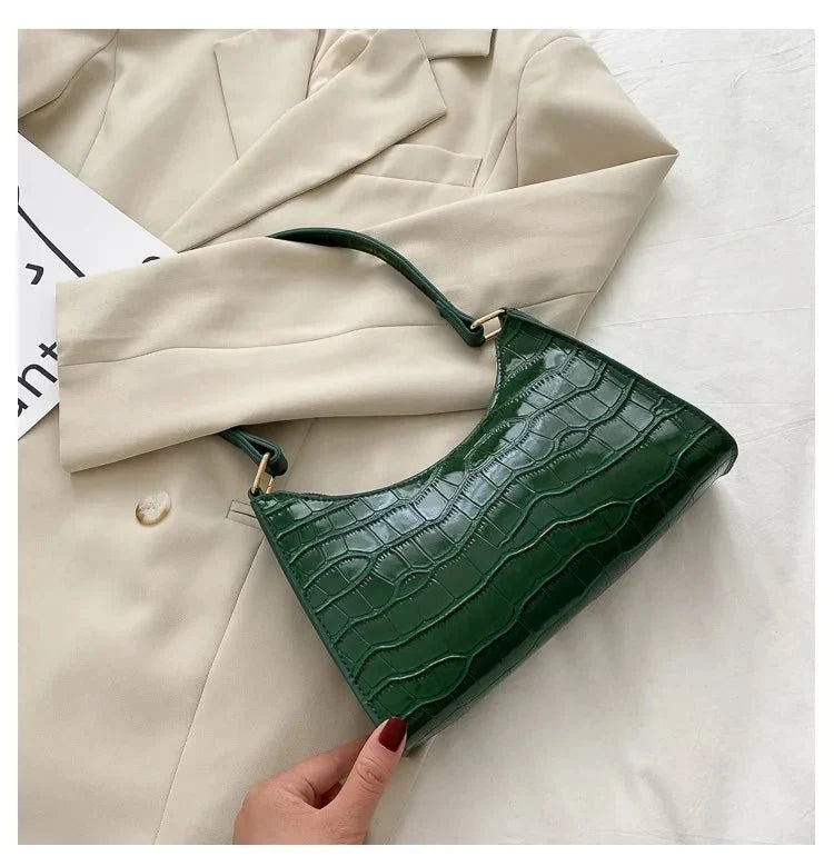 Bolsa Feminina de Ombro Textura Croco Modelo Rouge