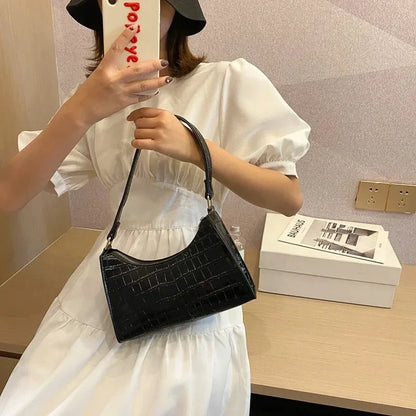Bolsa Feminina de Ombro Textura Croco Modelo Rouge