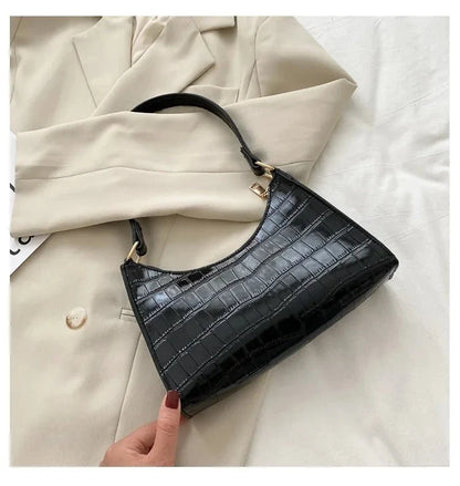 Bolsa Feminina de Ombro Textura Croco Modelo Rouge