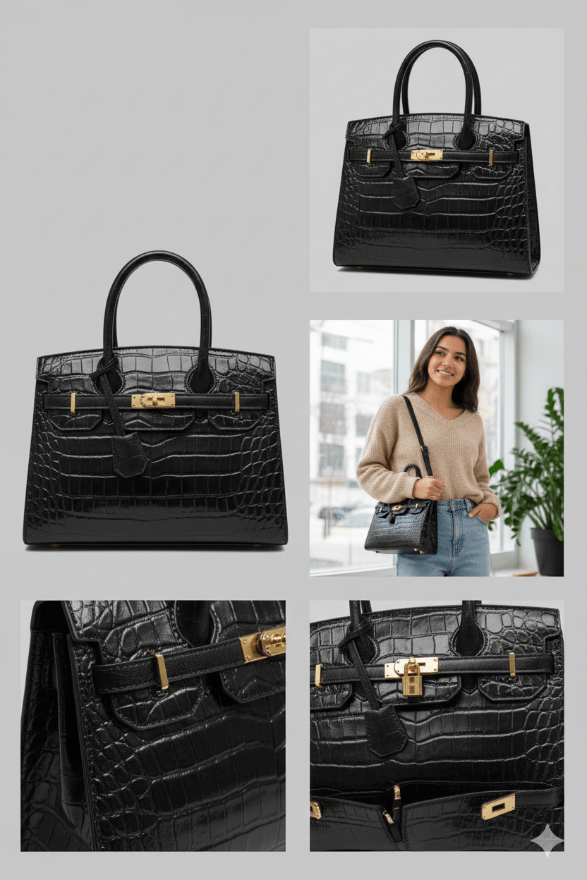 Bolso de Mujer en Piel Sintética Textura Cocodrilo Modelo Blinkin